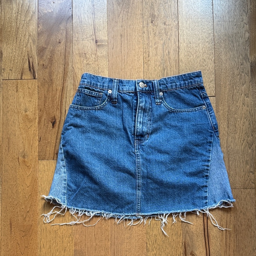 Madewell Denim Frayed Hem Skirt